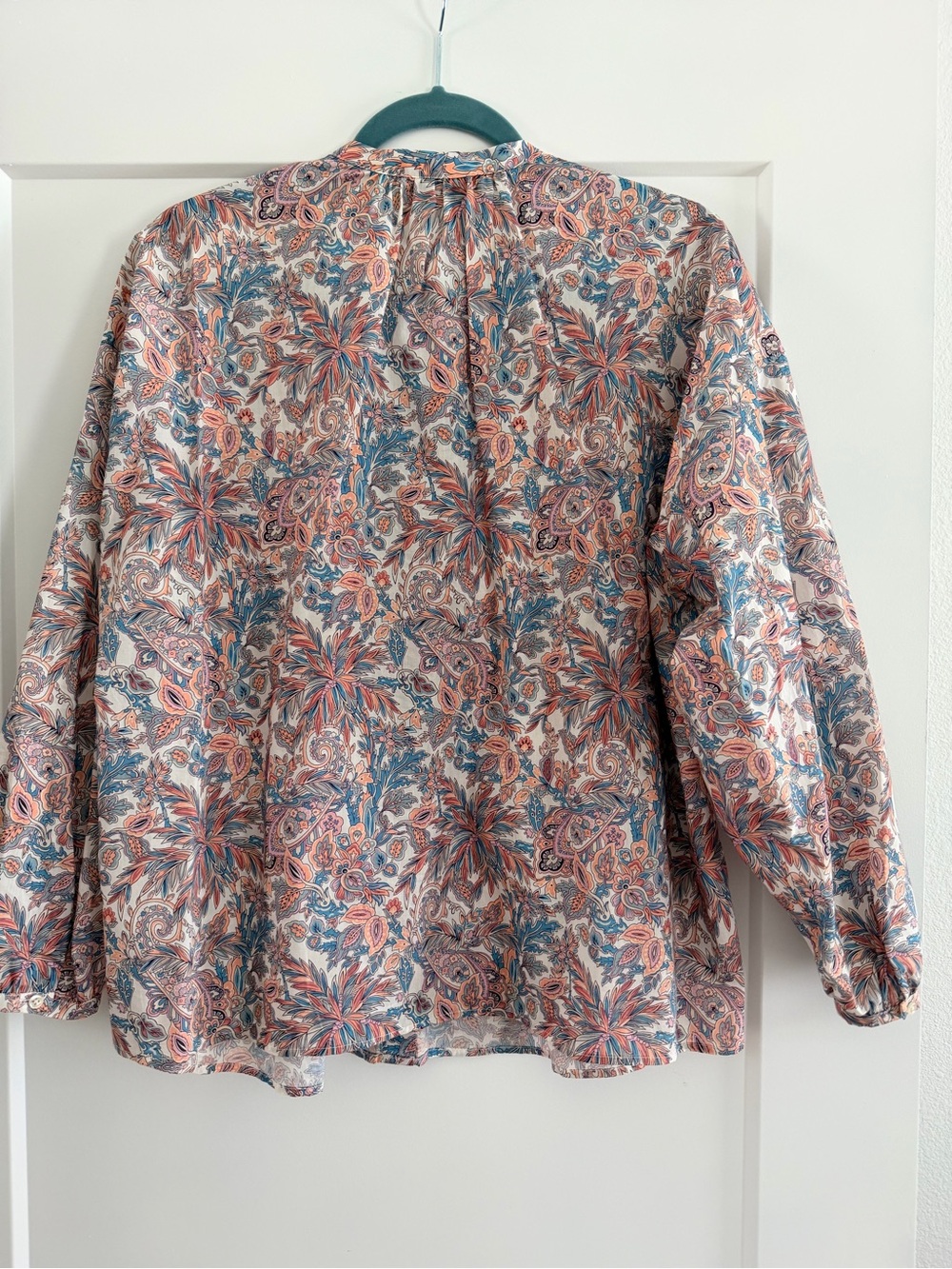 J. Crew Liberty Floral Paisley Shirt — Coral, Blue & Cream - Picture 2 of 3